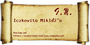 Iczkovits Miklós névjegykártya